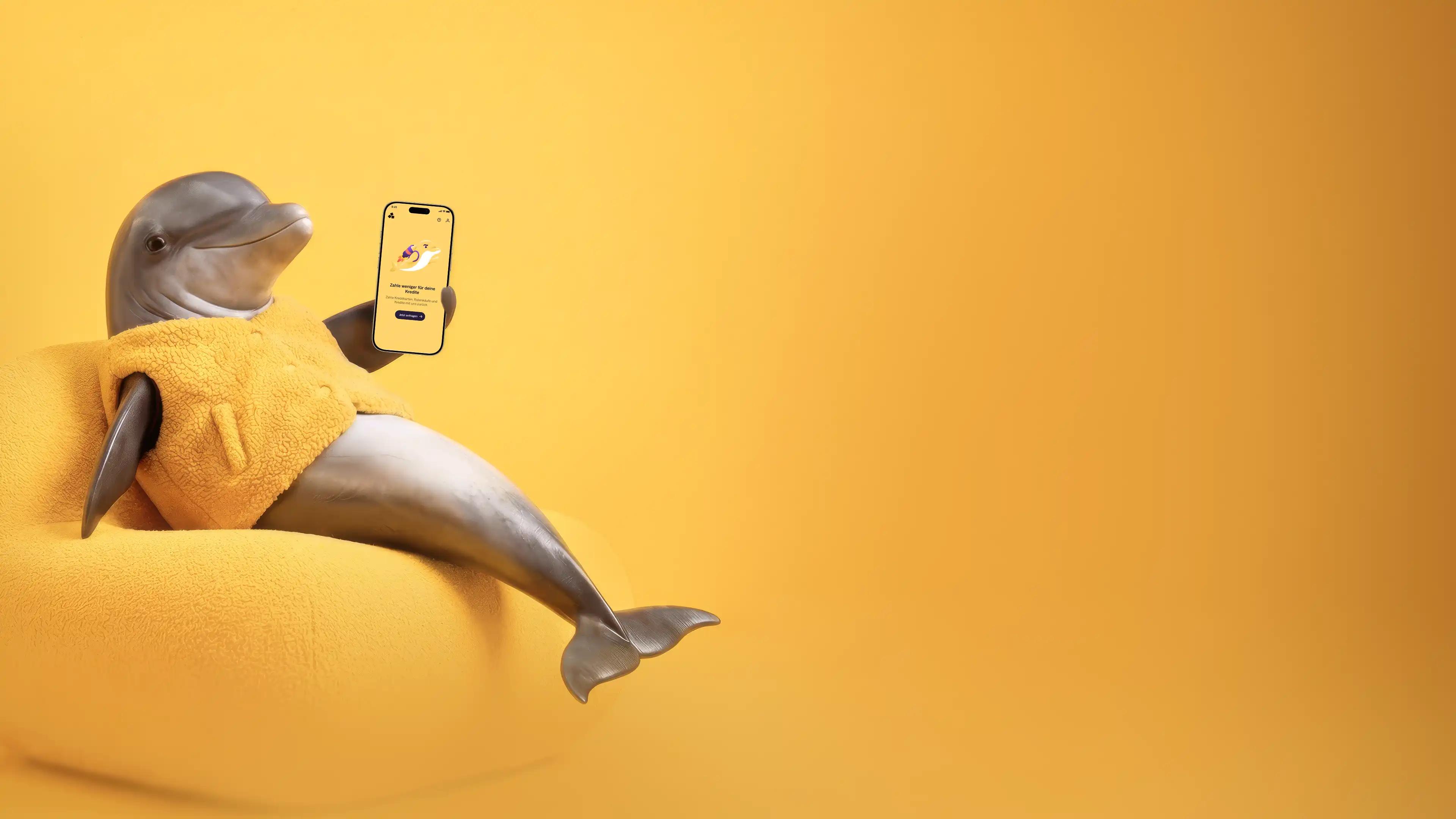 Hintergrundbild eines Delphins im Weltraum