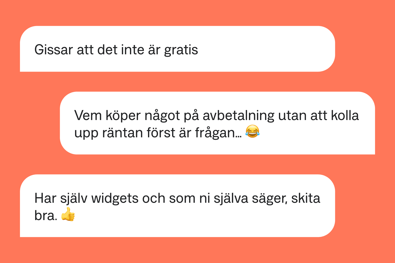 Tre kommentarer Anyfin fått i sociala medier. 