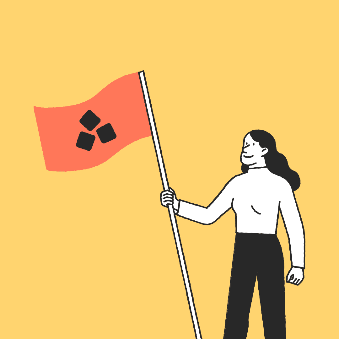 illustration of a woman holding a flag