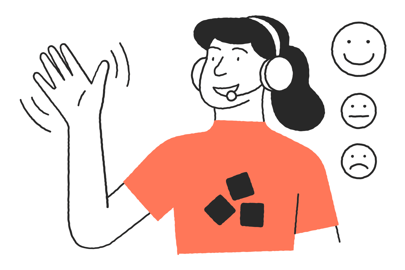 Illustration einer Frau mit Headset