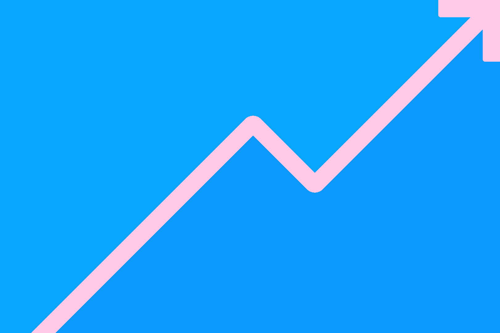sinisellä taustalla oleva graafinen kuvio, jossa on vaalenpunainen nuoli osoittamassa oikeaan yläviistoon