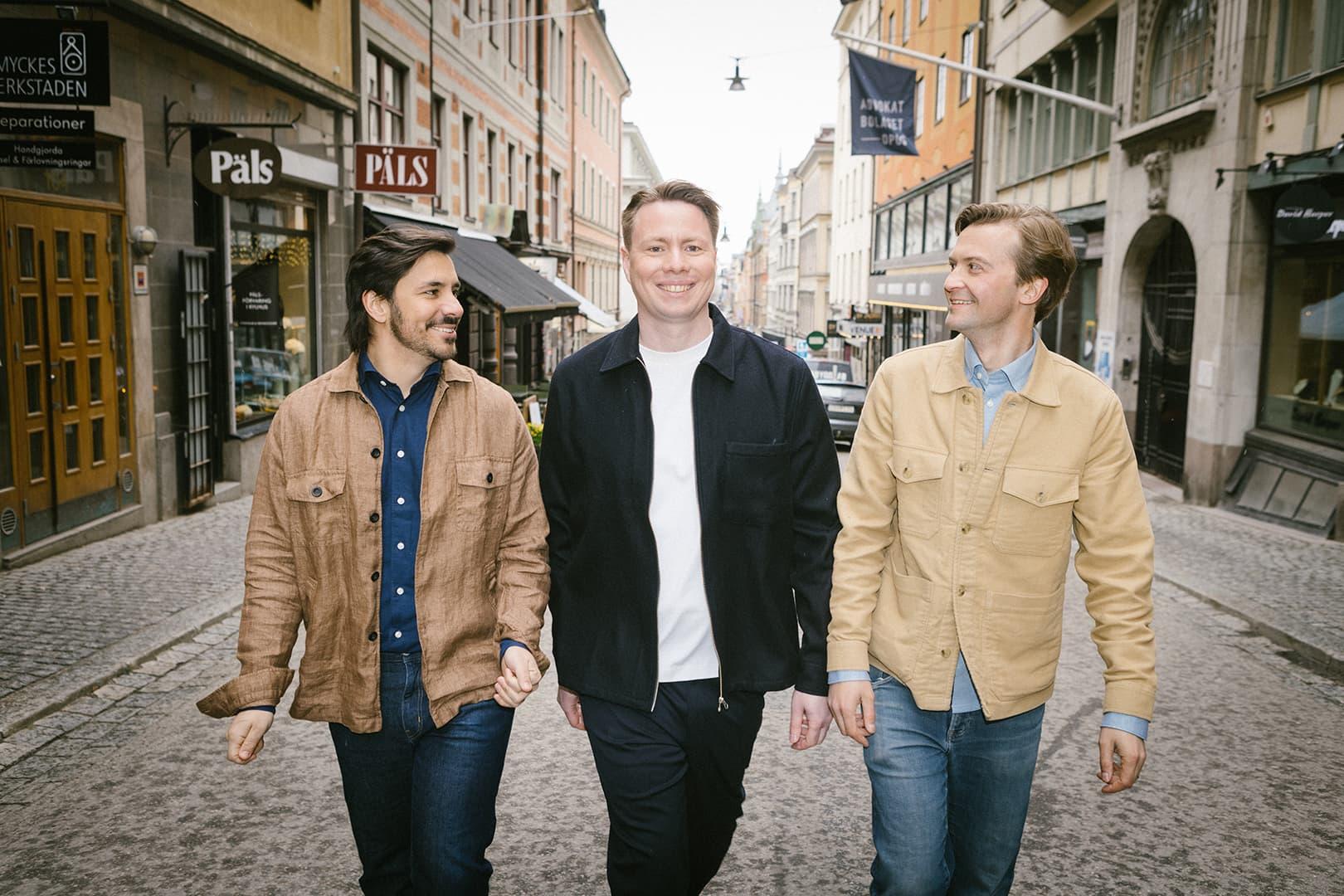 Die Gründer von Anyfin, Mikael Hussain, Sven Perkmann und Filip Polhem in Stockholm