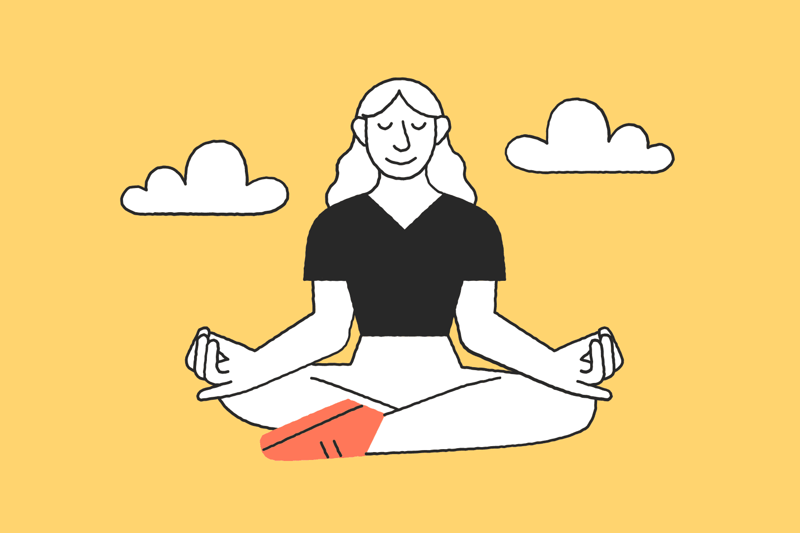 Anyfin-Illustration meditierende Frau mit Wolken