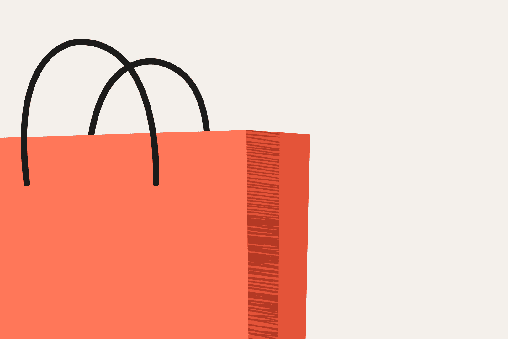 En illustrasjon av en rød shoppingpose.