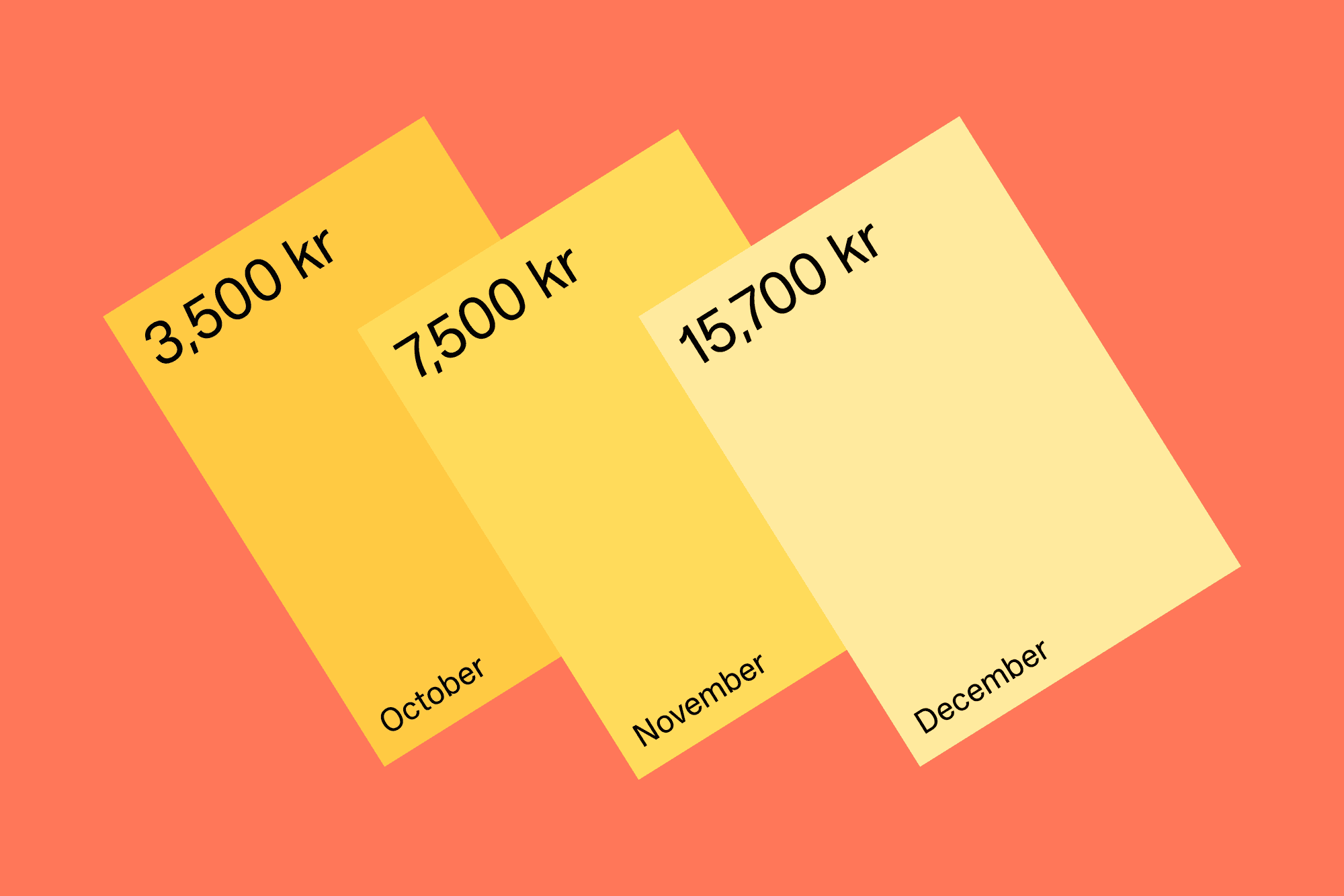 Three yellow electricity bills illustrated on a red background.