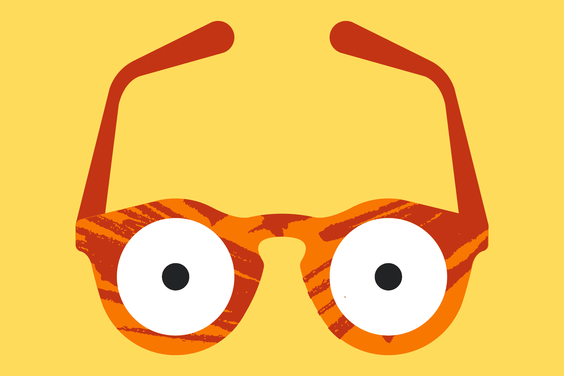 Ett par illustrerade glasögon på en gul bakgrund.