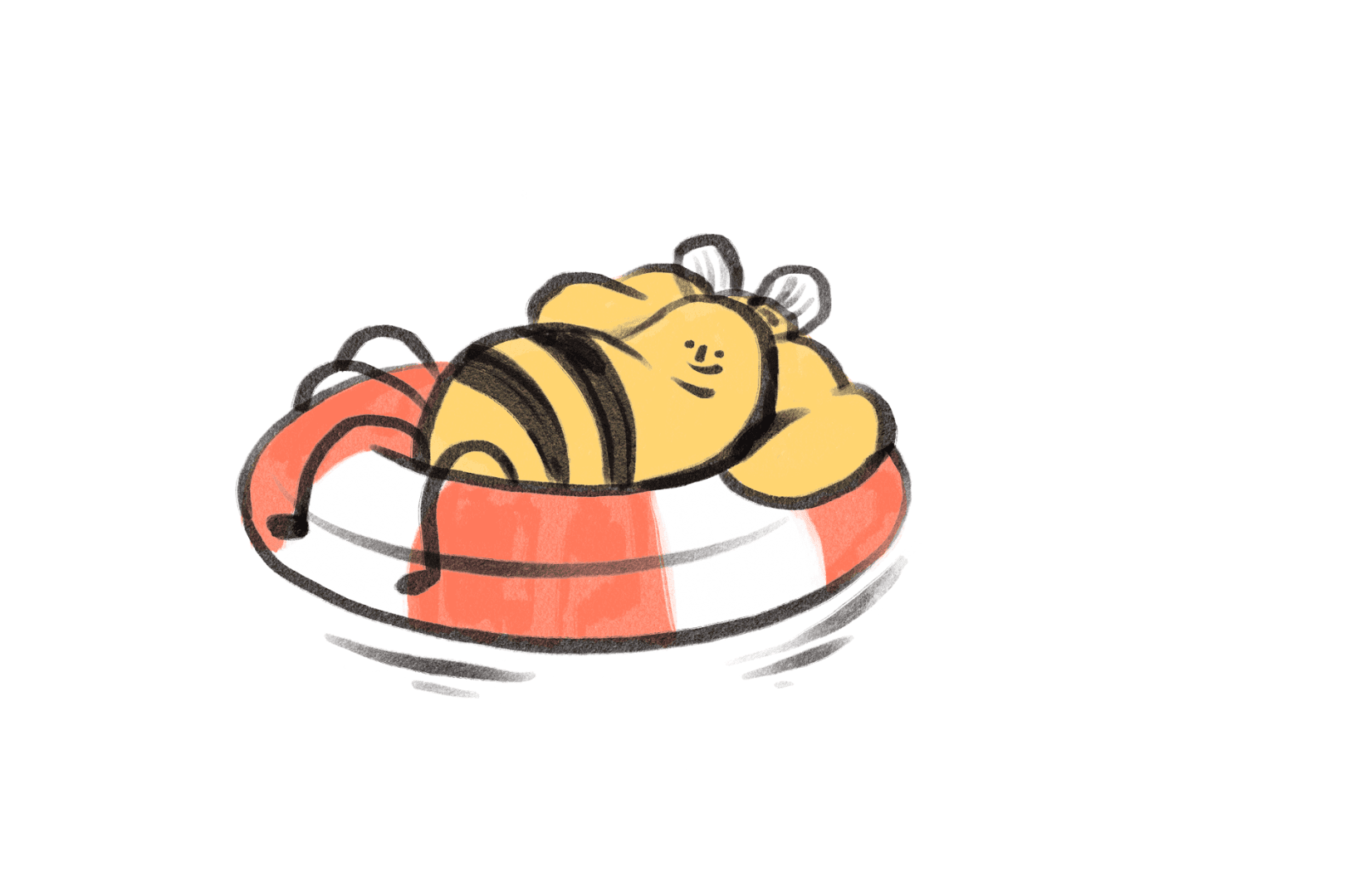 Illustration av ett bi i en badring.
