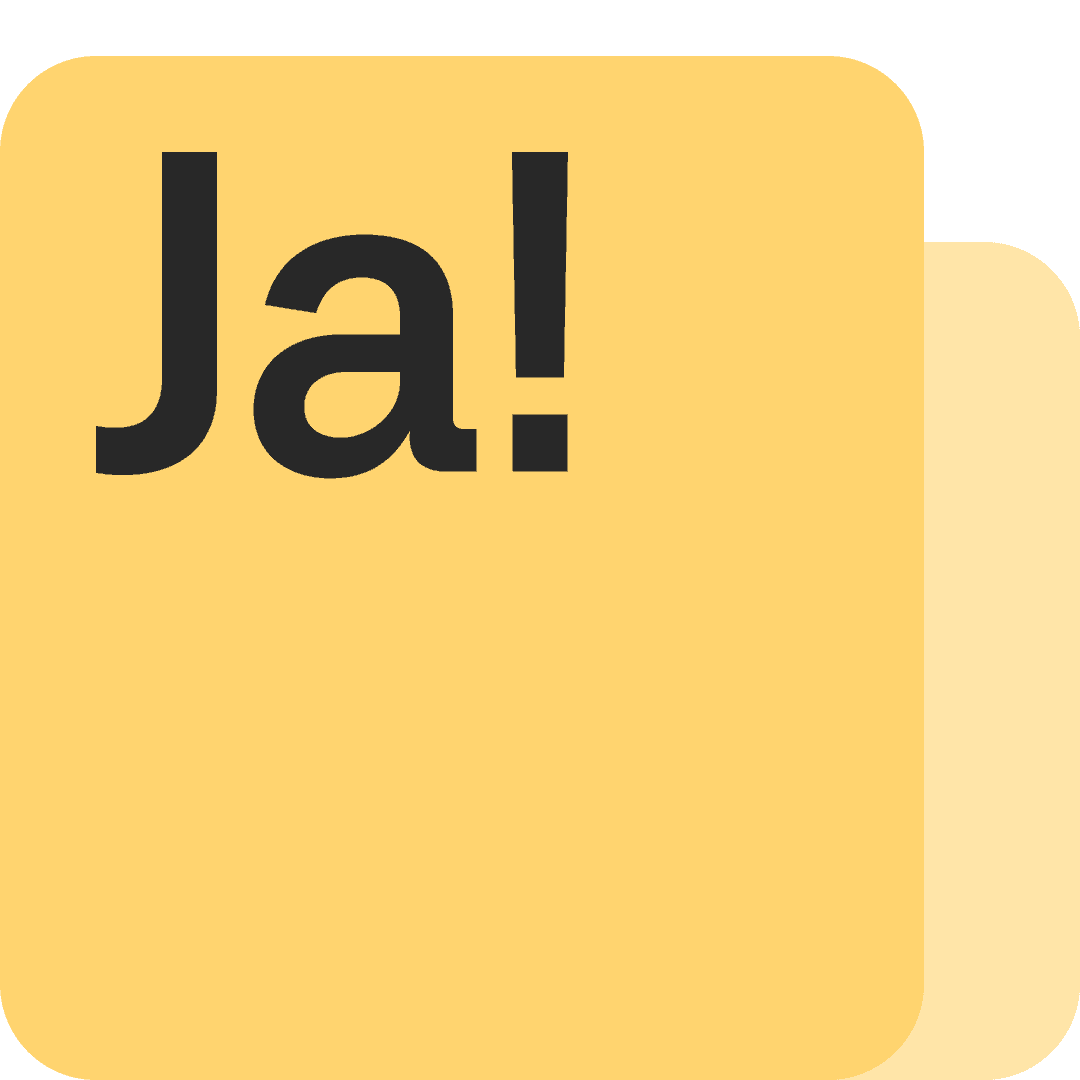 Et gult kvadrat med ordet "Ja" 